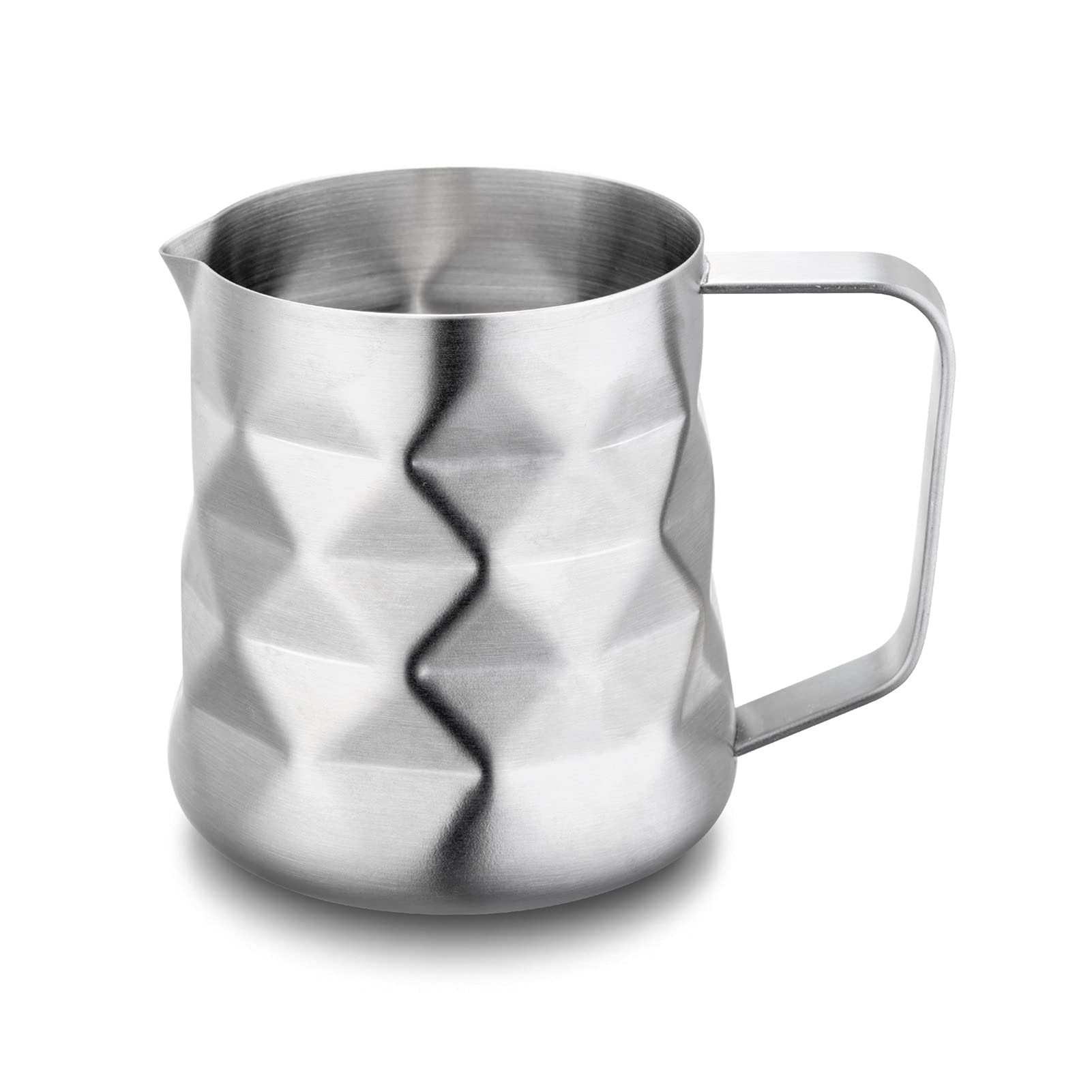 ESOUY Sauciere, Edelstahl, prismatisch gestaltet, Milchaufschäumkrug, Milchkännchen, Espresso-Kaffee, Barista, Craft, Latte, Milch, Sahne, Soßenkrug (Kapazität: 350 ml)