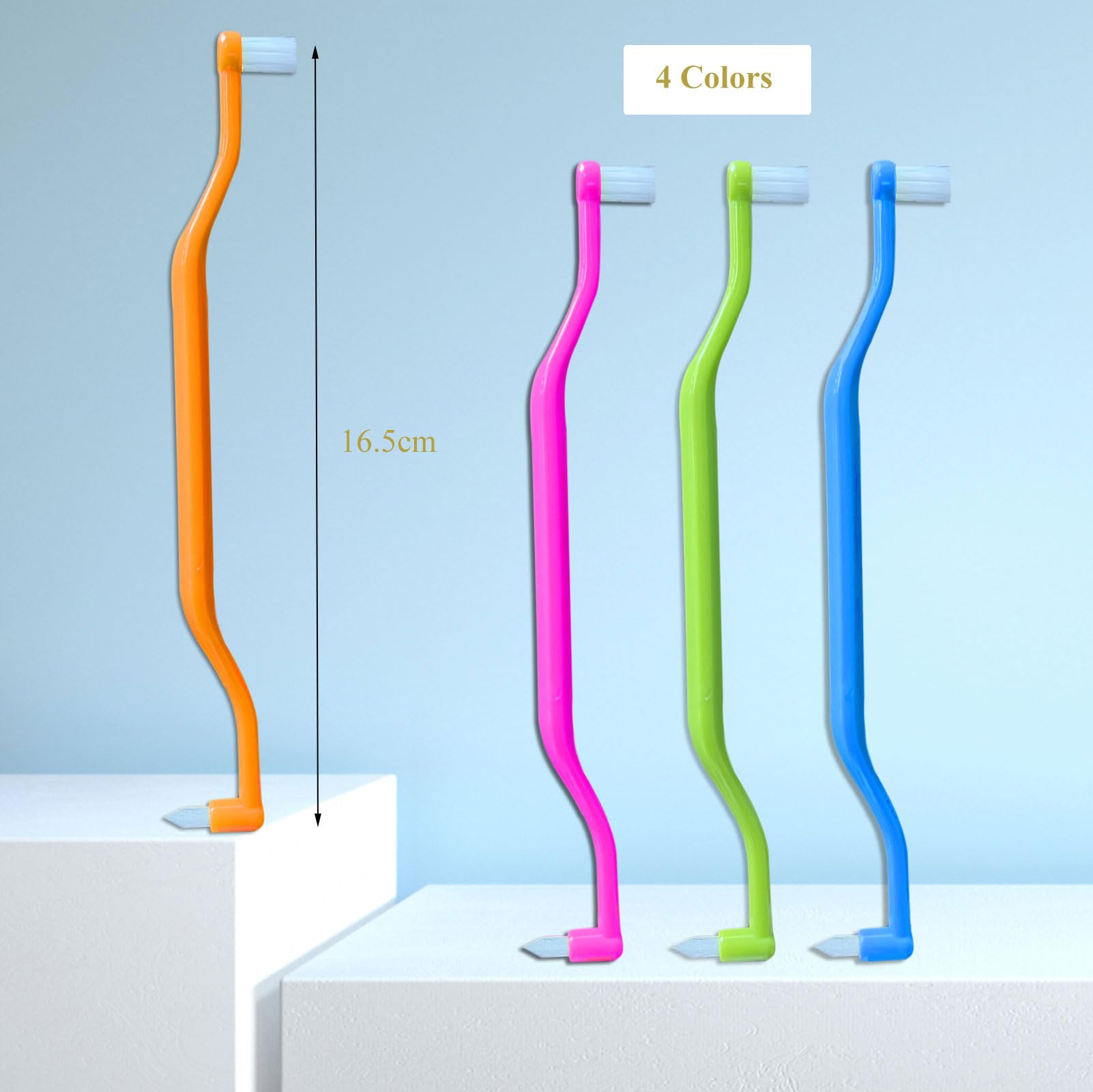 FRUTA Cepillo de dientes ortodóntico 4 piezas Tiny Tuft cepillo de dientes dos en uno de doble cabeza interdental cepillo interespacial brackets juicio dientes detalle cepillo de limpieza (A)