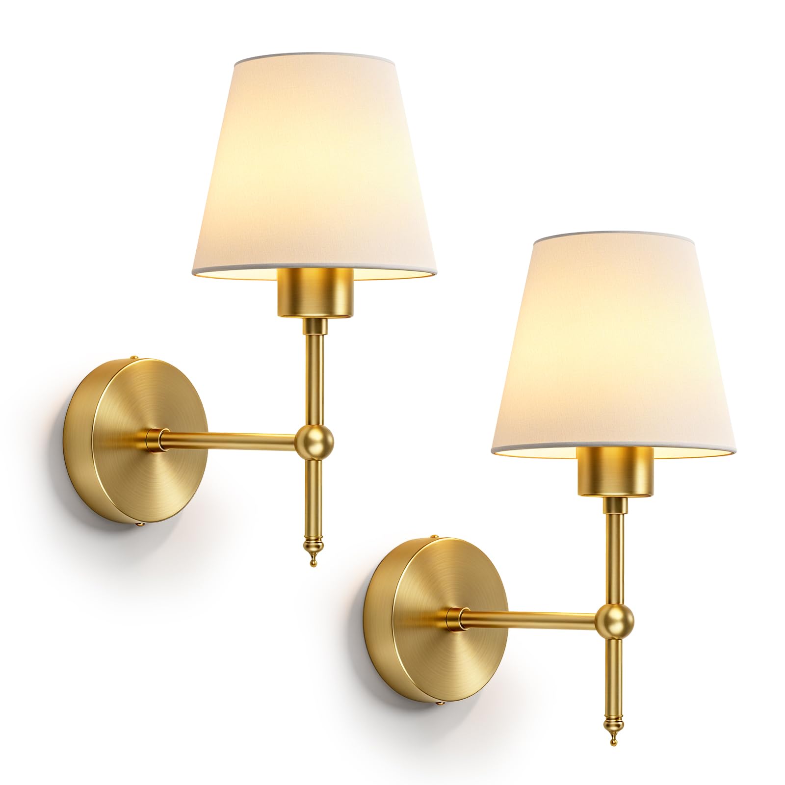 Applique da Parete Ricaricabili LED con Batteria, Oro Lampade da Parete per Camera da Letto, Applique da Parete Interno con a Distanza, 3 Colori Luminosità con 12 Colori RGB per Soggiorno Scale
