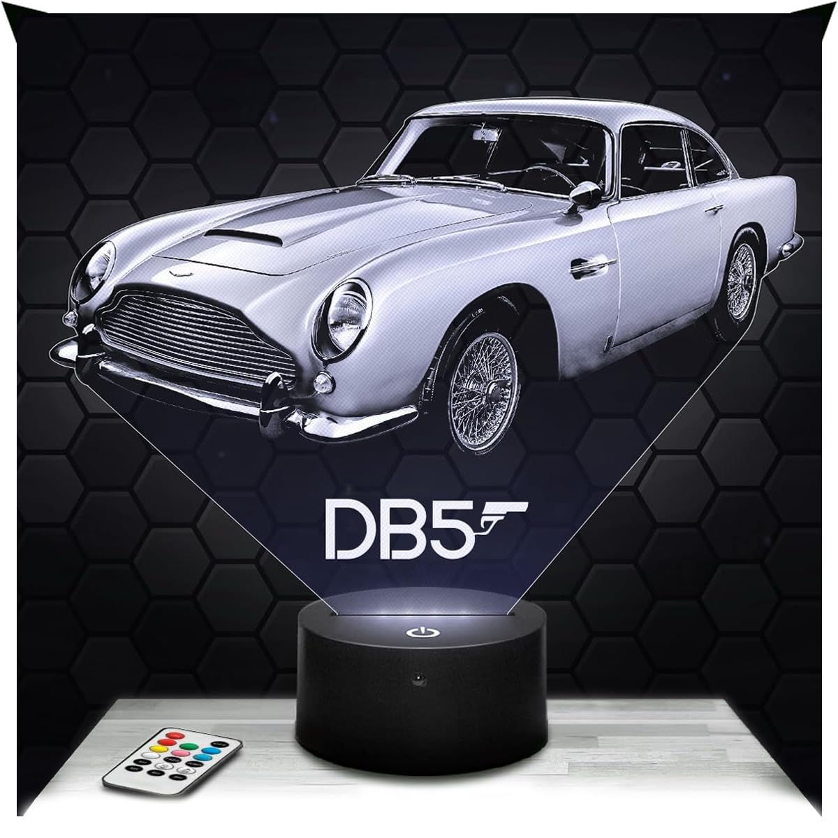 Lampephoto.fr - Aston M. DB5 J. Bond 3D Lamp Night Light 3D LED Illusion Lamp, Christmas, Gift idea for Boys and Girls, Children's or Adult Bedroom Night Light, Led Bedside, Gifts Merchandising TOP