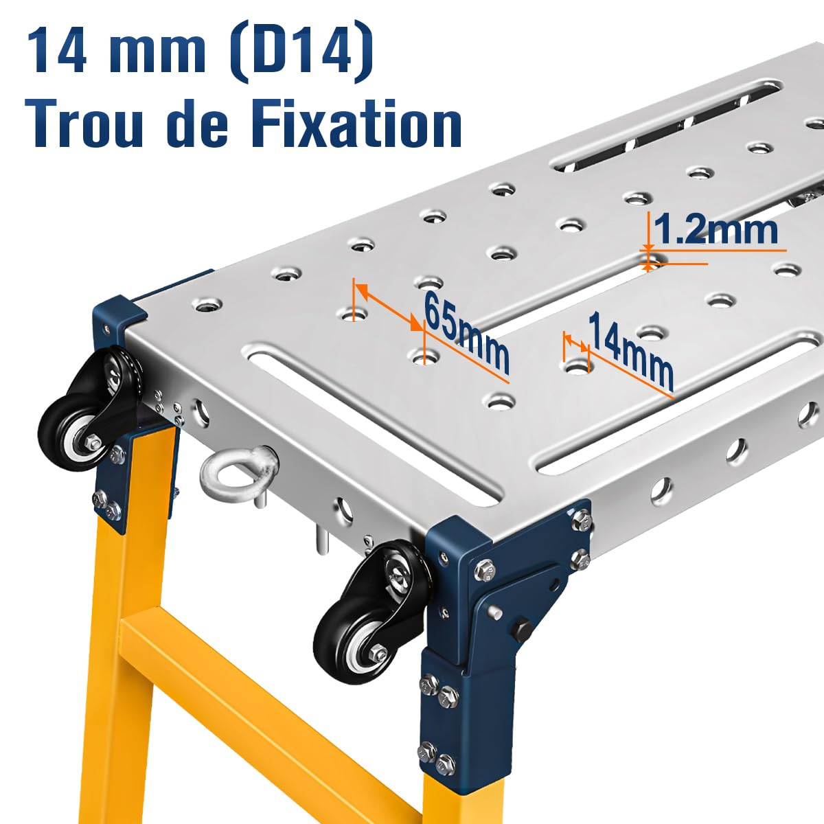 Plateforme de Travail Portable Multifonctionnelle 2 en 1 | Table De Soudure Pliable Capacité de Charge de 500 kg | 36x140cm Plateau de Table Galvanisé
