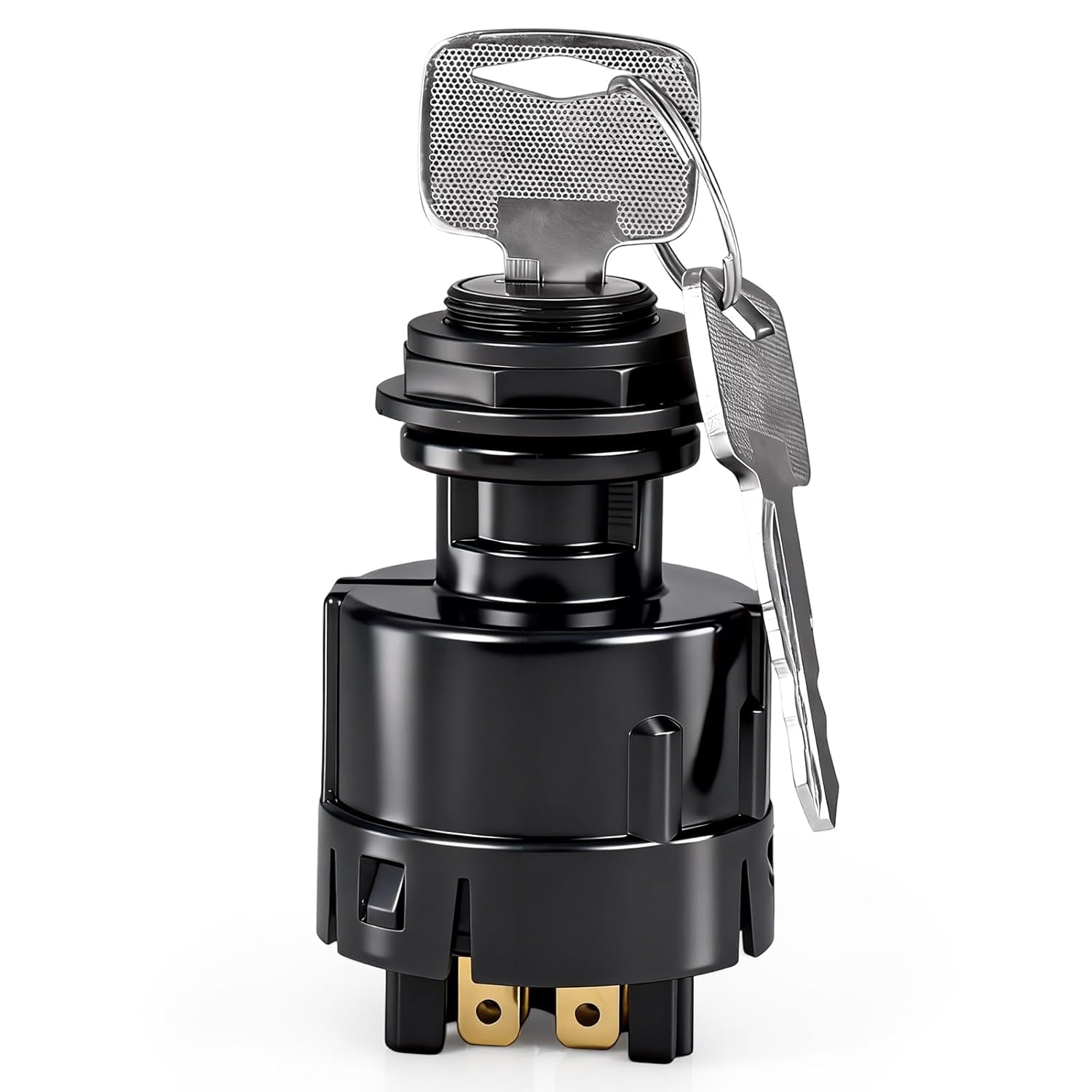 Ignition Starter Switch 25150-GB00A with 2 Keys - Compatible with Nissan/UniCarriers Forklift (1F2 Platform Examples: P1F2A25DU FD10–30 Segment), 4-Position, Flat Terminals