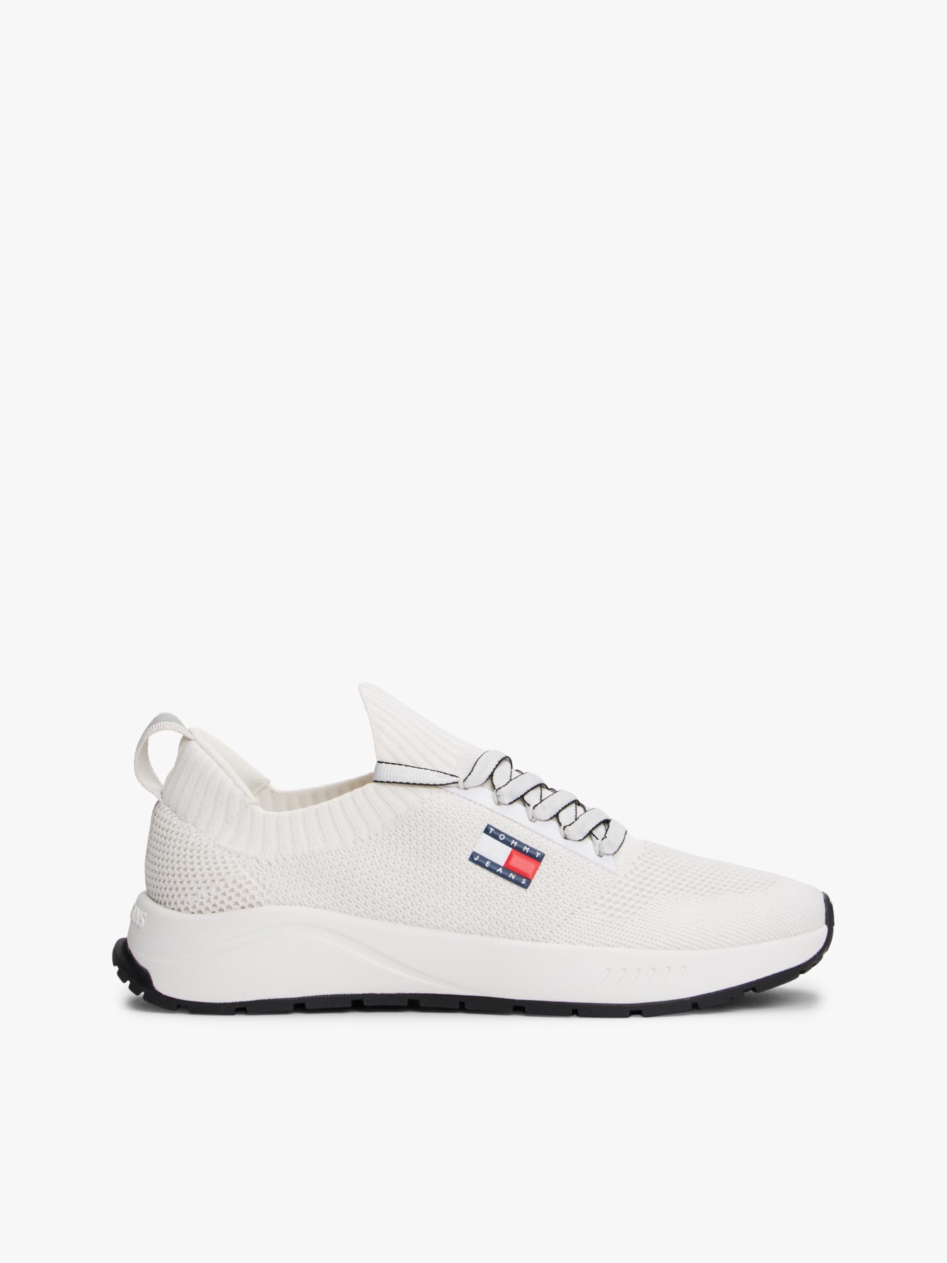 Tommy Jeans Men's TJM Runner Knitted Em0Em01580 Low Top, White (Ecru), 10.5 UK