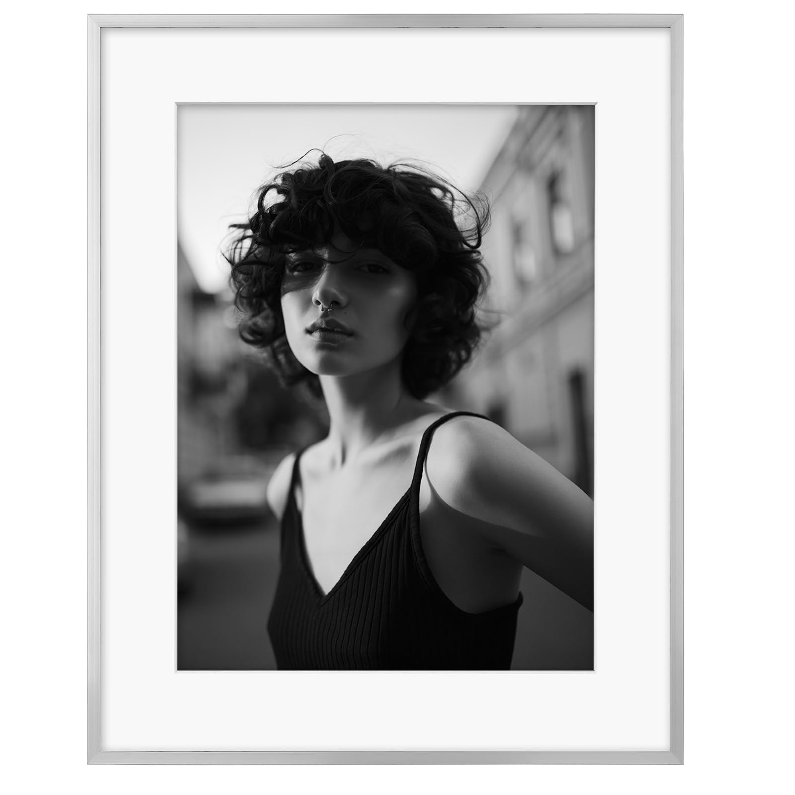 Cadre photo en aluminium pour decorer le salon, format 40x50 cm pour vos photos de famille