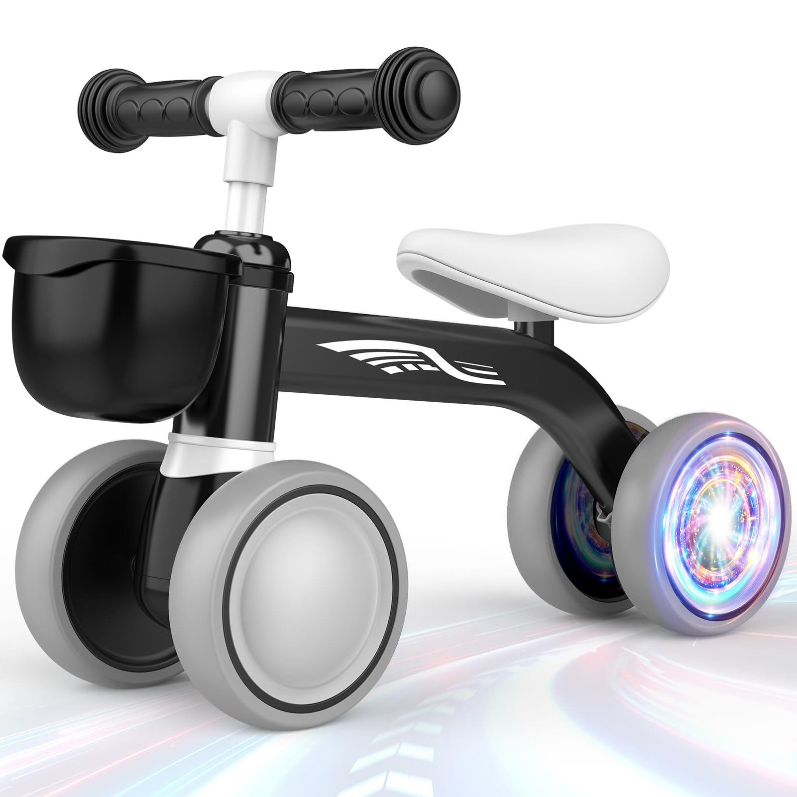 HappyGoLucky Bicicletta Senza Pedali, Ruote Colorate, Ultra Leggero, Bicicletta Equilibrio per Bambini 12-24 Mesi con Cestino, Giochi per Bambini 1 2 Anni, Regalo di Primo Compleanno, Regali Natale