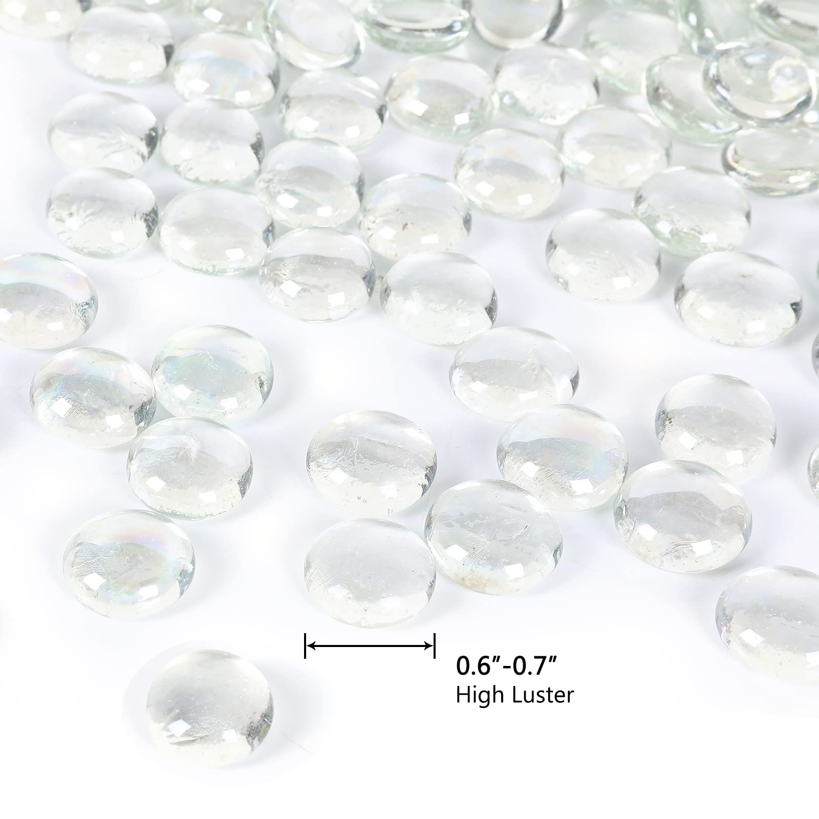 Pierres précieuses en verre plates de 2,3 kg, perles rondes en verre pour remplissage de vase, idéales pour aquariums, plantes hydroponiques, décoration d'intérieur, cheminée et loisirs