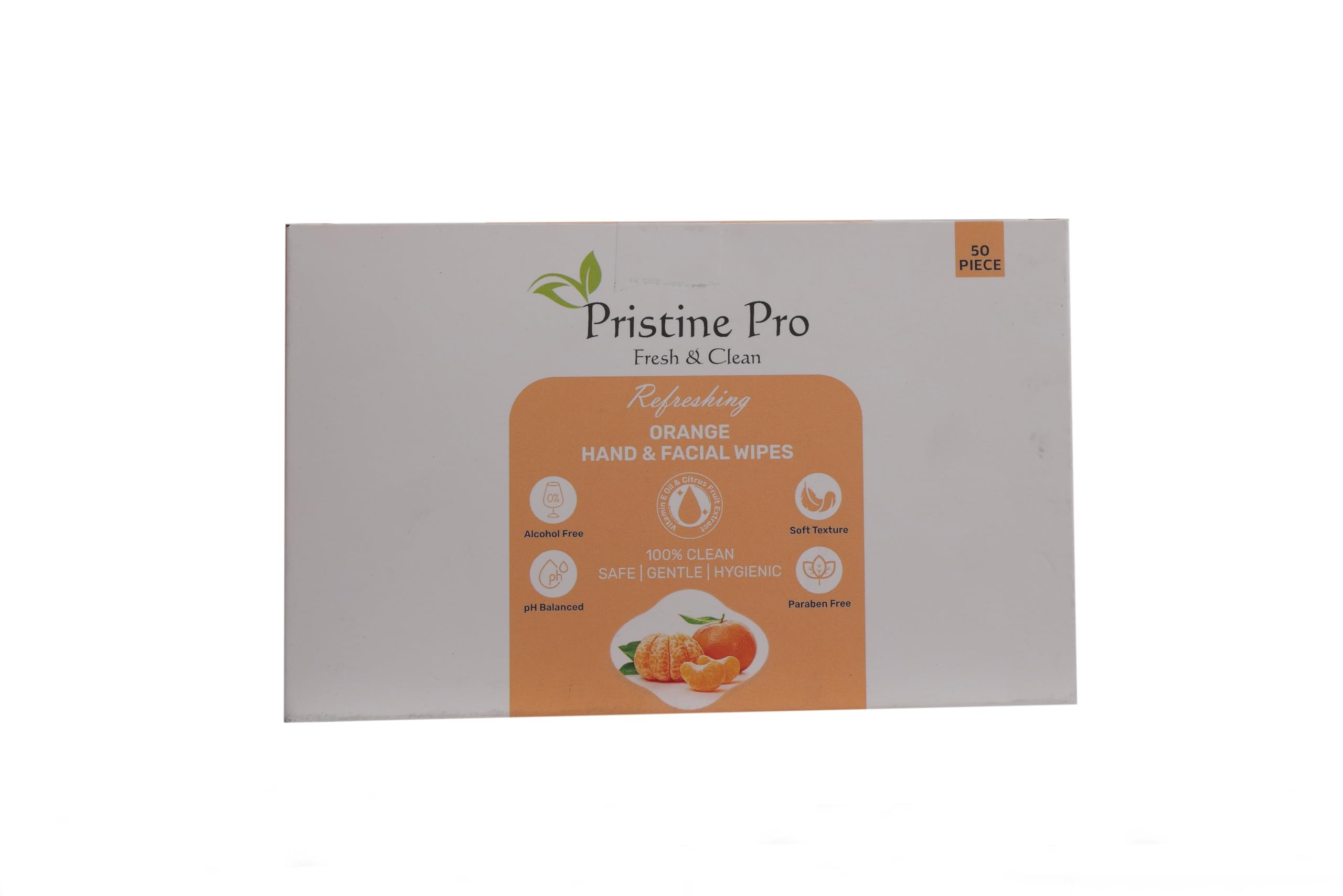 Pristine Pro Fresh & Clean Orange Hand & Facial Wipes | Alcohol-Free, pH Balanced, Paraben-Free | Safe & Gentle with Soft Texture | 50 Wipes for Clean & Refreshed Skin-image-17