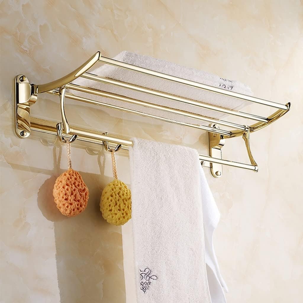 Porte-serviettes pliable doré idéal pour créer une ambiance spa à la maison