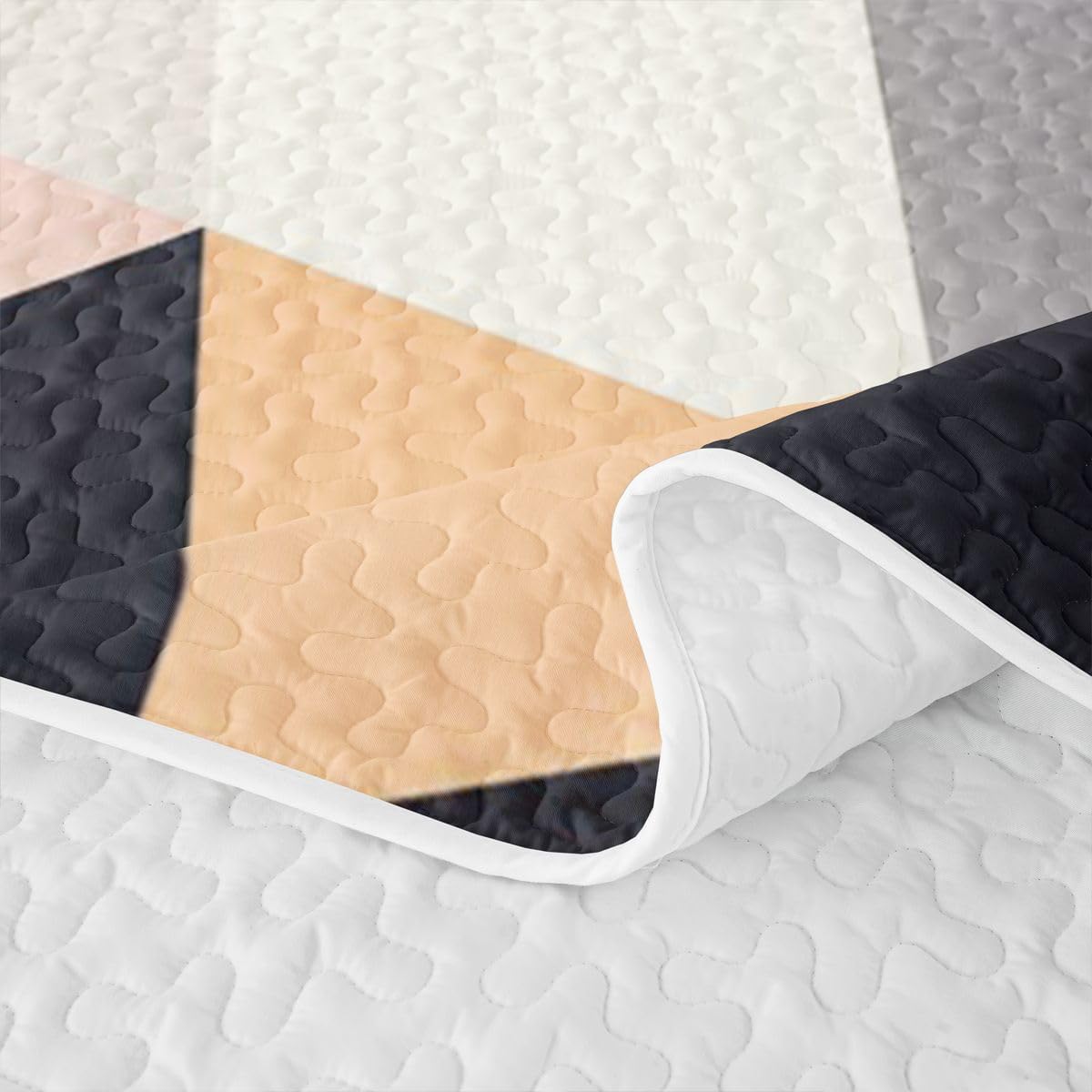 Feelyou Geometric Quilt Set King Size Triangle Comforter Set for Kids Boys Girls Abstract Bedspreads with 2 Pillowcases Bedding Lightweight
