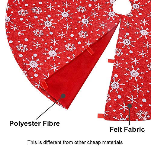 48 Inch Christmas Tree Skirt With Snowflakes, Traditional Christmas Tree Mat Double Layers For Xmas Party Decoration #TOP5