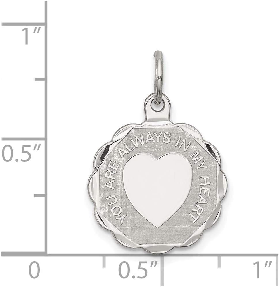 925 Sterling Silver Your Always In My Heart DiscCustomize Personalize Engravable Charm Pendant Jewelry Gifts For Women or Men (Length 0.86" Width 0.62")