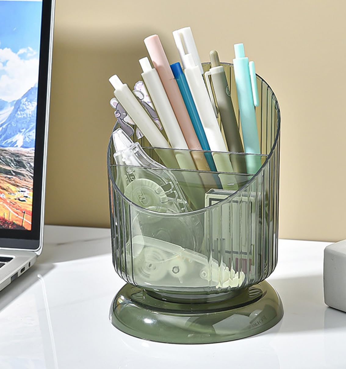 Kiwilon Translucent Plastic MultiPurpose 3 Slot Counter Top Desk Organizer For Office Table