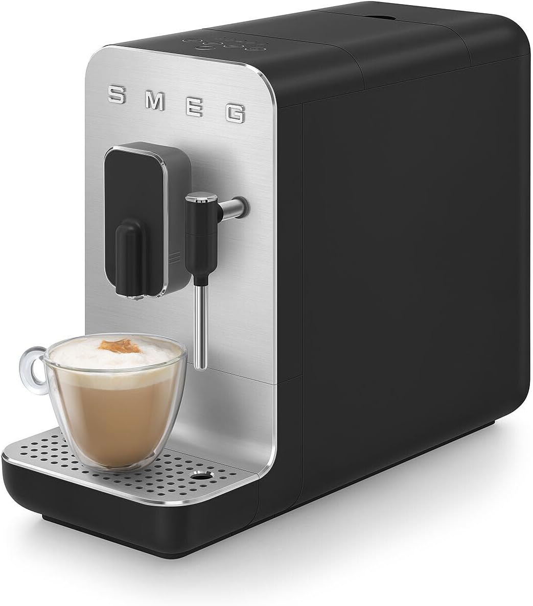 Smeg Fully Automatic Coffee Maker with Steam, Black BCC12BLMUS, Whole Bean Grinder and Titan Renew Water Tank