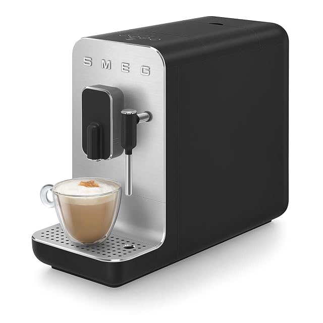 Smeg Fully Automatic Coffee Machine with Steam Black BCC12BLMUS Whole Bean Grinder and Titan Renew Water Tank