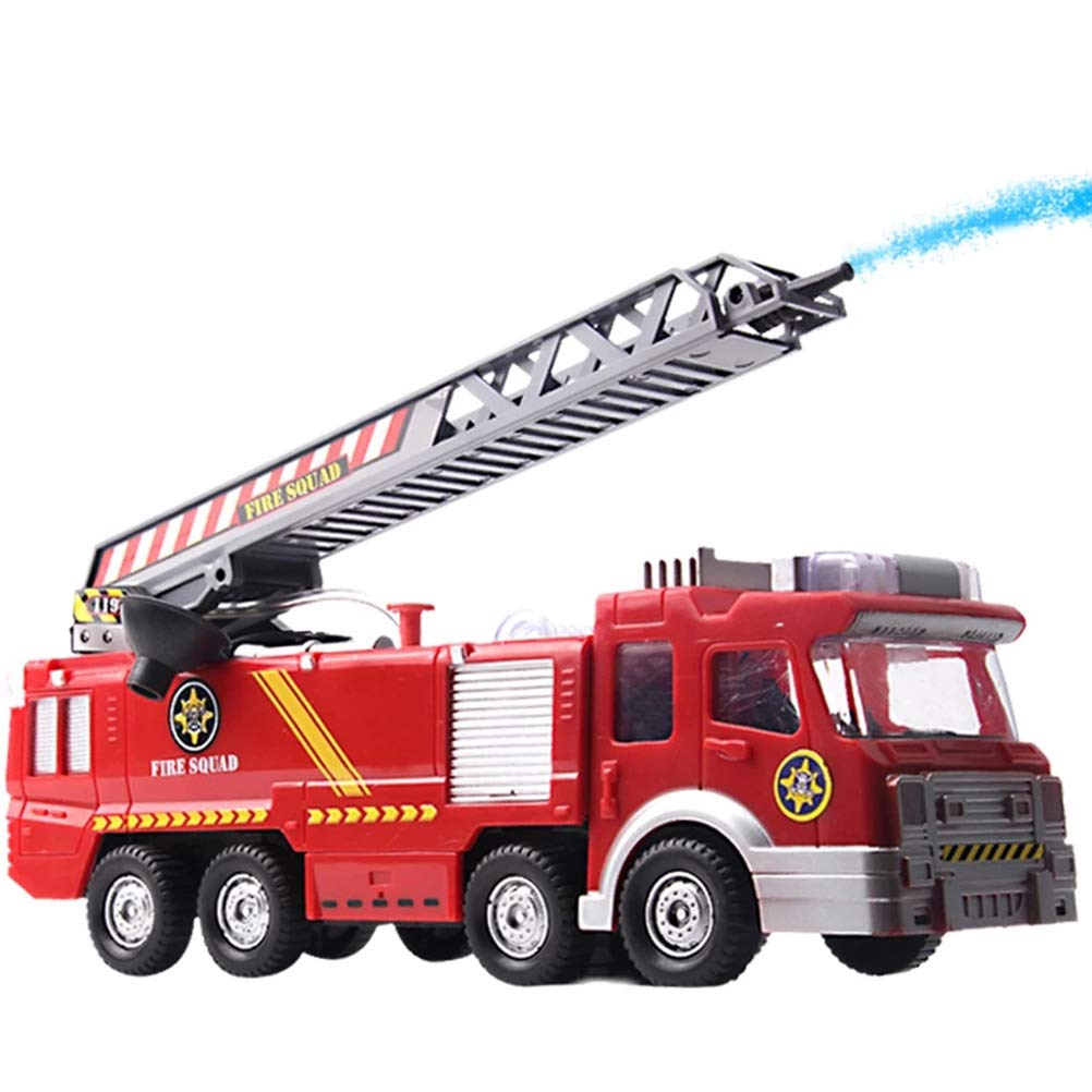 Aatraay Water Spray Fire Engine Toys, Large Fire Truck with Lights Sound Ladder, Friction Powered Large Toy Firetruck, Kids Big Trucks,for Boy and Girl (Red)