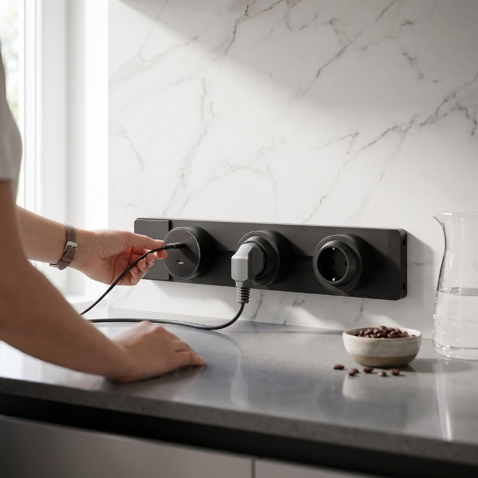 Akozon Système de Prise sur Rail, Prises Amovibles 40 Cm for Cuisine, Bureau, Atelier