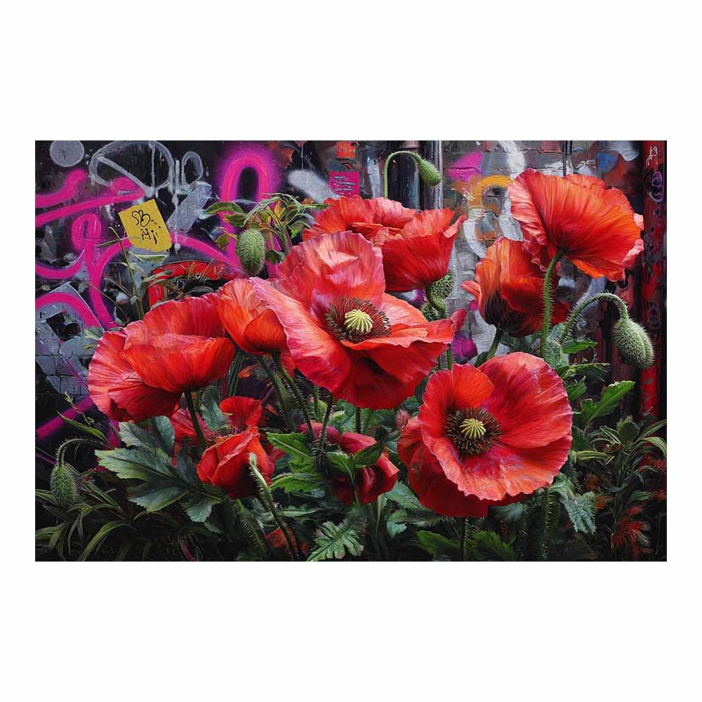 ZAMAEIU Landscape Wall Art Poppy Clusters Artwork for Walls, Canvas Prints Paintings Room Decor, for Bedroom Kitchen Office Fireplace Wall Decor(red)-60x90cm Unframed