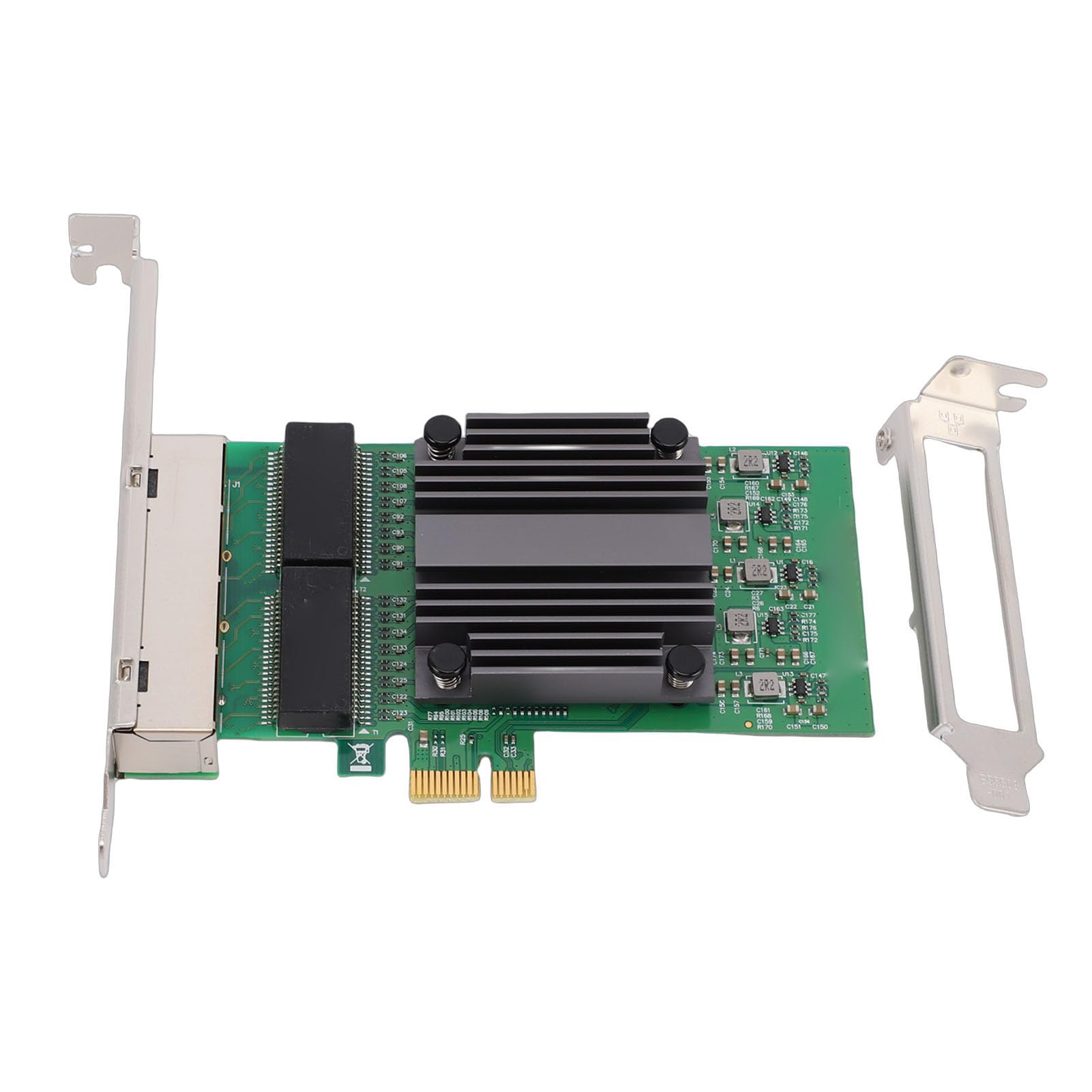 Ausla Scheda di Rete PCIe X1 a 4 Porte, Scheda Adattatore di Rete Gigabit Ethernet PCB con Chip 82571, 4 Porte RJ45 10 100 1000Mbps, Basso Carico della CPU per PC Industriali Server Desktop