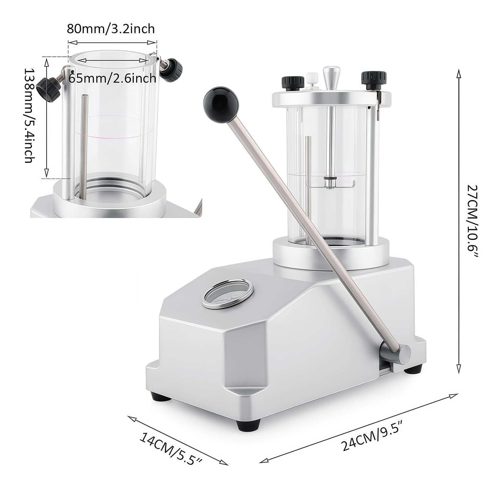 Probador impermeable de reloj de doble cámara, rango de presión de 0,3 a 6,0 bar, diámetro máximo de 65 mm para herramientas de reparación de relojes