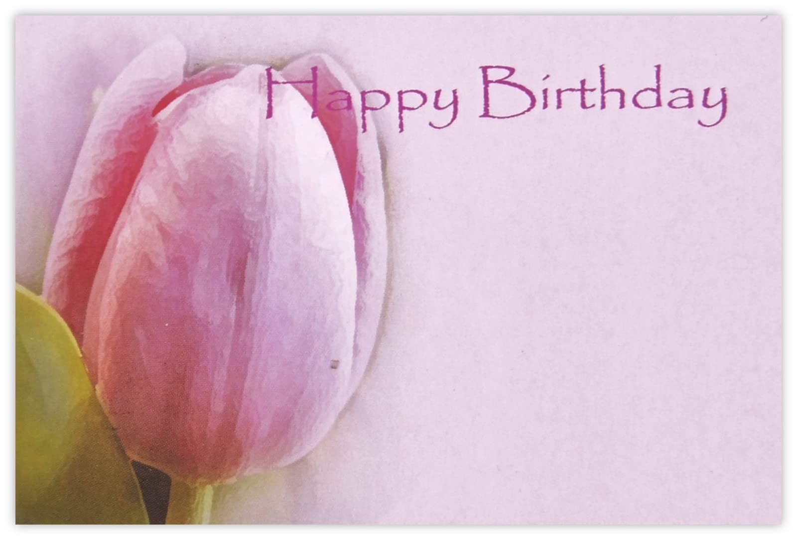 celloexpress Happy Birthday (Pink Tulip) Flower Message Cards - 60mm x 90mm - Birthday Florist Card Gift Notes (Pack of 100)