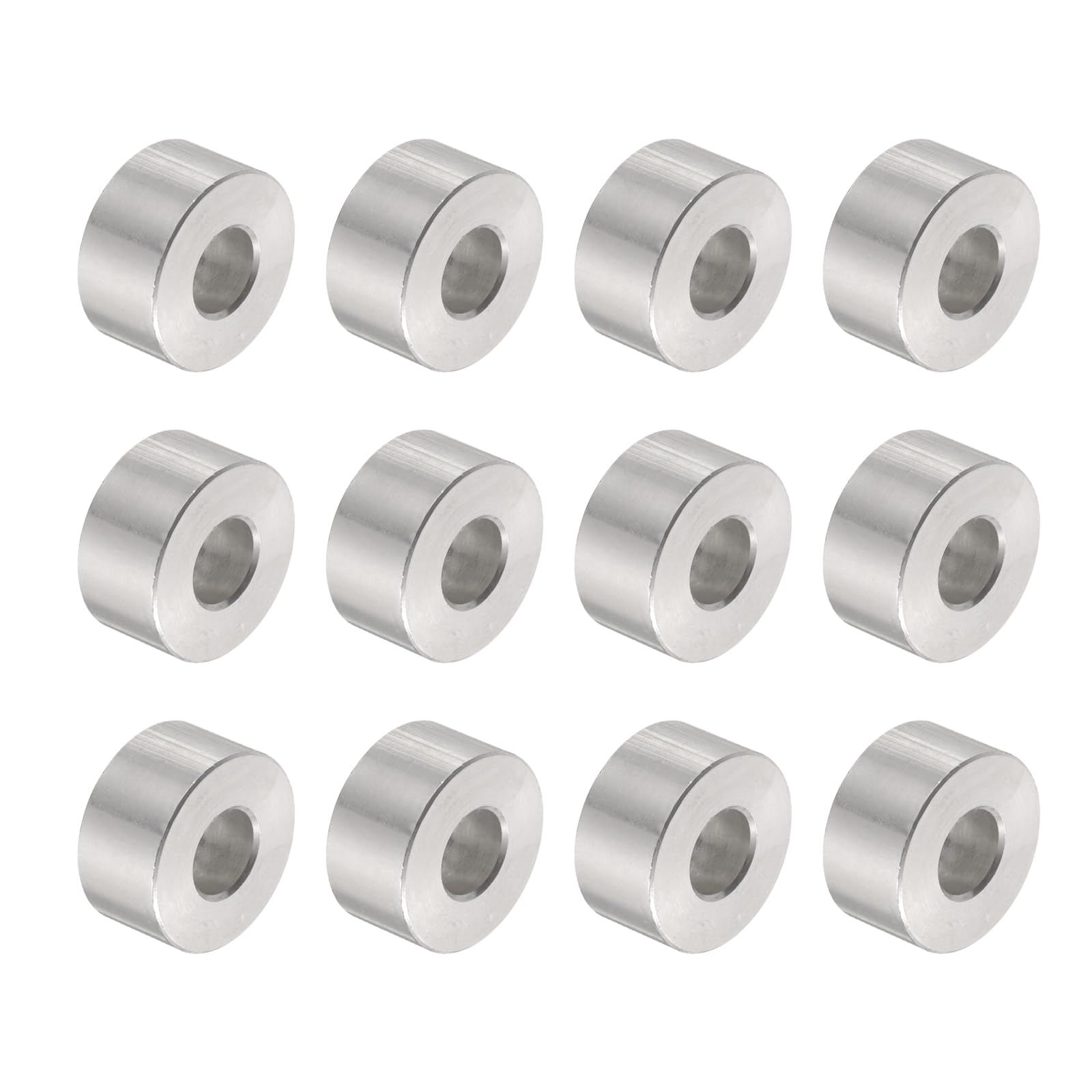 QUARKZMAN 12pcs M8 Separadores de Aluminio, Espaciadores Redondos de Metal Espaciadores Metálicos de Aluminio para M8 Tornillo Pernos, 8.5x20x10mm (ID*OD*Esp.)