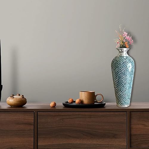 Miniatura 4 de Bella Palacio Collection - Florero decorativo con mosaico, 20 pulgadas de alto x 6 pulgadas Decoración para el hogar; Jarrón con patrón geométrico