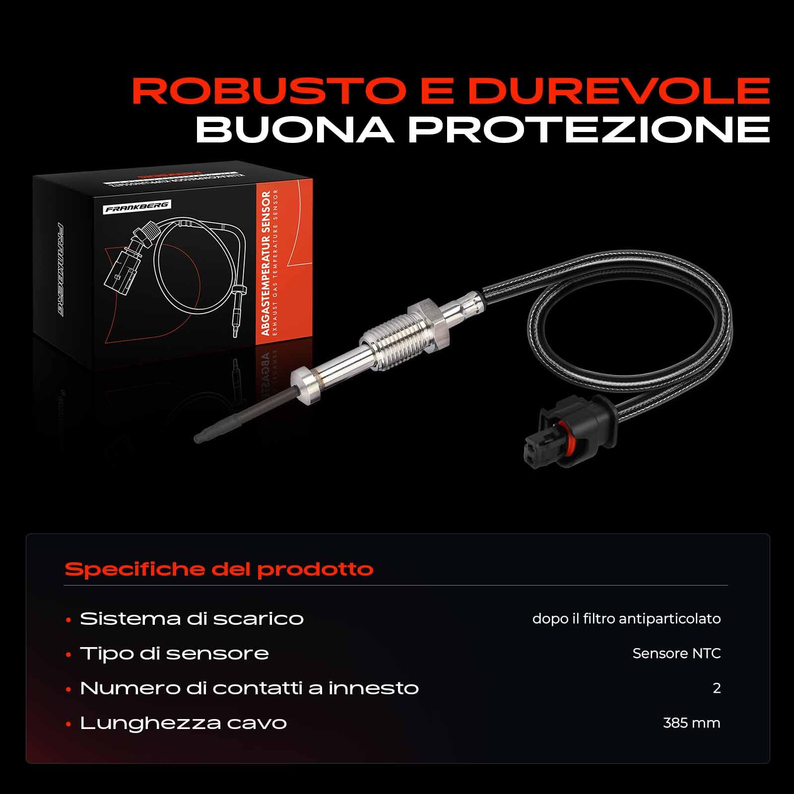 Frankberg Sensore temperatura gas di scarico 2-Poli Compatibile con Serie 1 F20 Serie 1 F21 2 Coupé F22 F87 3 Gran Turismo F34 Serie 3 E90 Serie 3 F30 F80 Serie 3 Touring F31 Replace# 13628509963