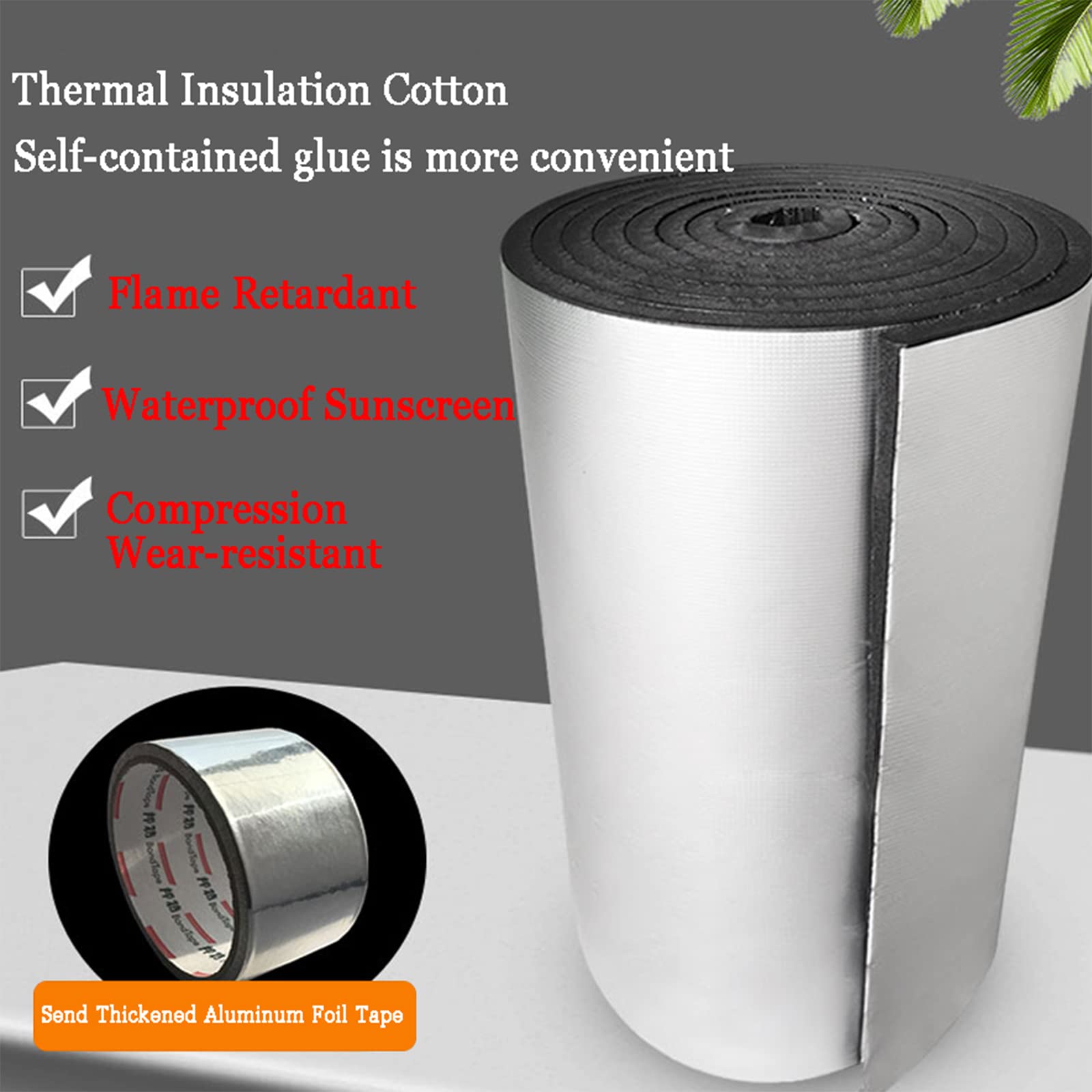 Pannello Riflettente Termosifoni,Materassino Isolante Autoadesivo , Materiale Cellulare Chiuso Autoadesivo , Finitura Del Foglio Di Alluminio Sounding Auto, Rumore E Calore,15mm（thk）,1*1M(1m²)