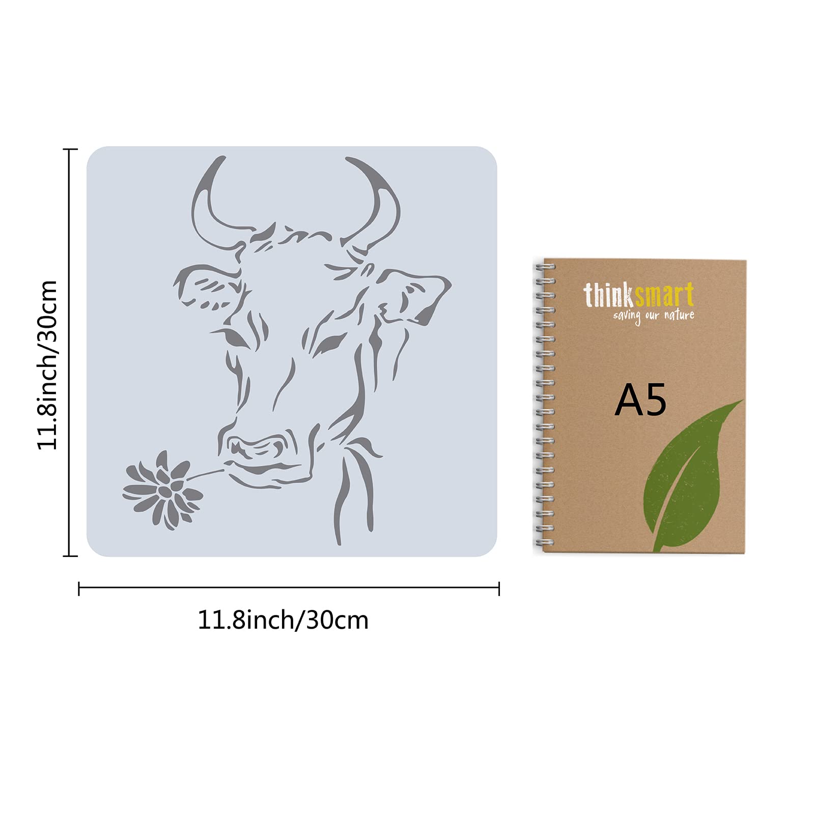 GORGECRAFT Cow Flower Stencil Reusable Farm Animal Template Stencils for Painting on Wood Wall Canvas 11.8x11.8 Inch DIY Farmhouse Art Crafts - Image 2