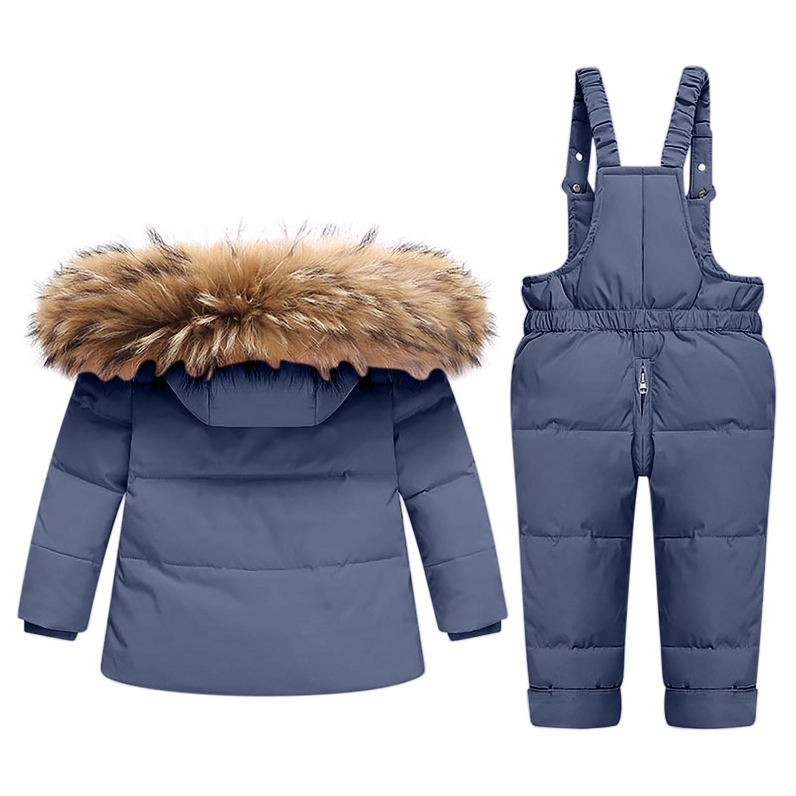3 Stück Schneeanzug Kinder Baby, Skianzug Mädchen Jungen Skijacke Winterjacke mit Kapuze und Lätzchen Skihose Handschuhe Sets, Verdickt Warm Schneeanzüge Snowsuit Kids Softshellanzug Skikleidung