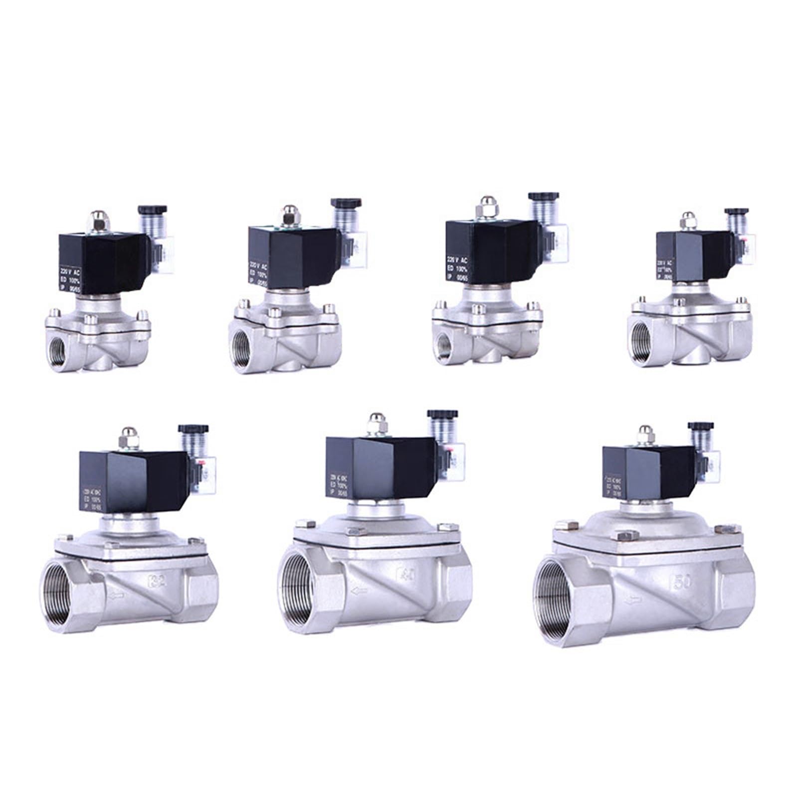 Tjuhgfedcq 2 Electric Solenoid Valve Water Stainless Steel 1/ 3/4 1 Inch Dn15 Dn20 Dn25 Ip65 High Temperature Coil 12V 4V 20V 1Pcs(2",Viton-Seal_380vac_normally Closed)