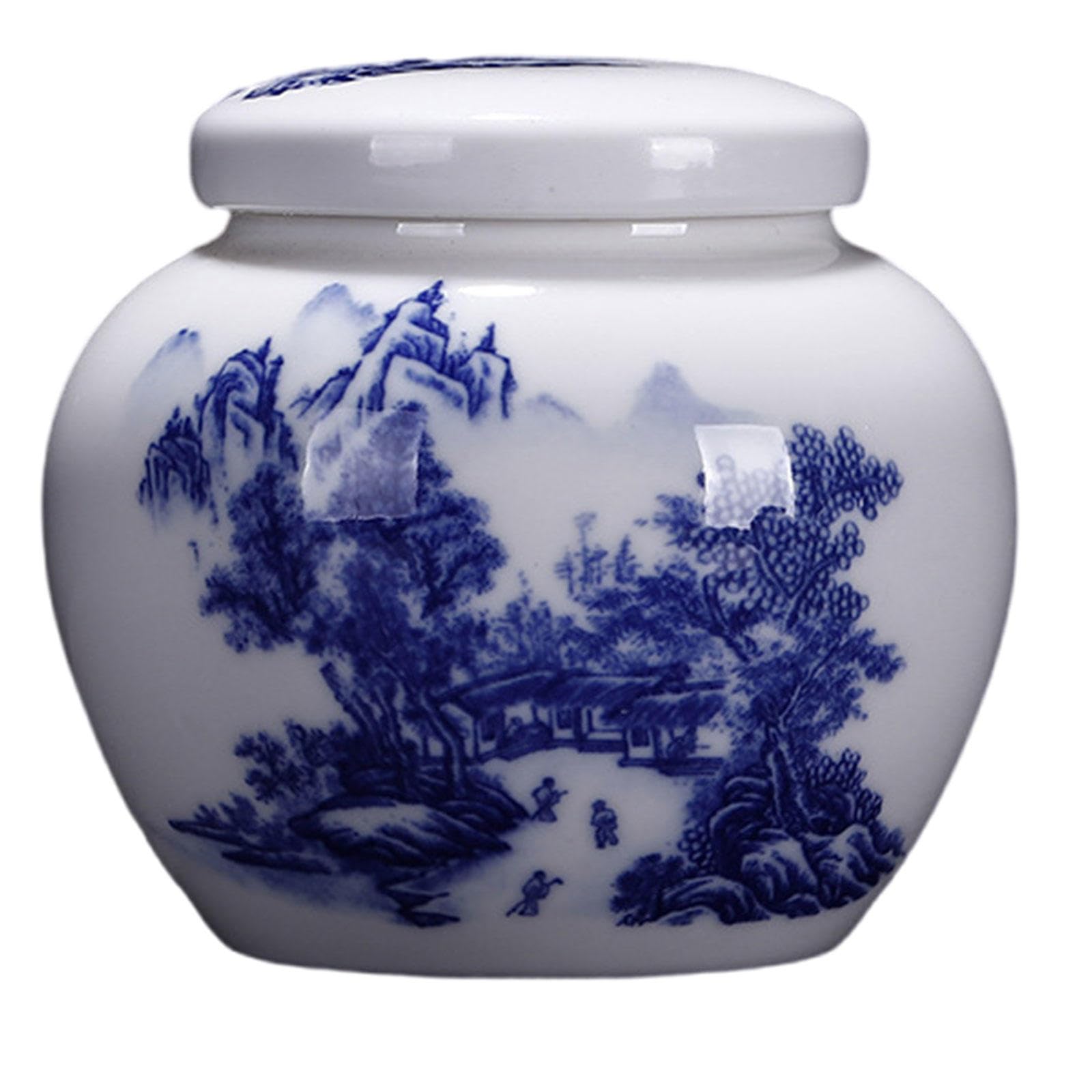 Ceramic urns, Cremation Funeral Burial Keepsake Urns, Ceramic Sealed Jar with Hand-Painted Pattern, Pet Urn(C)