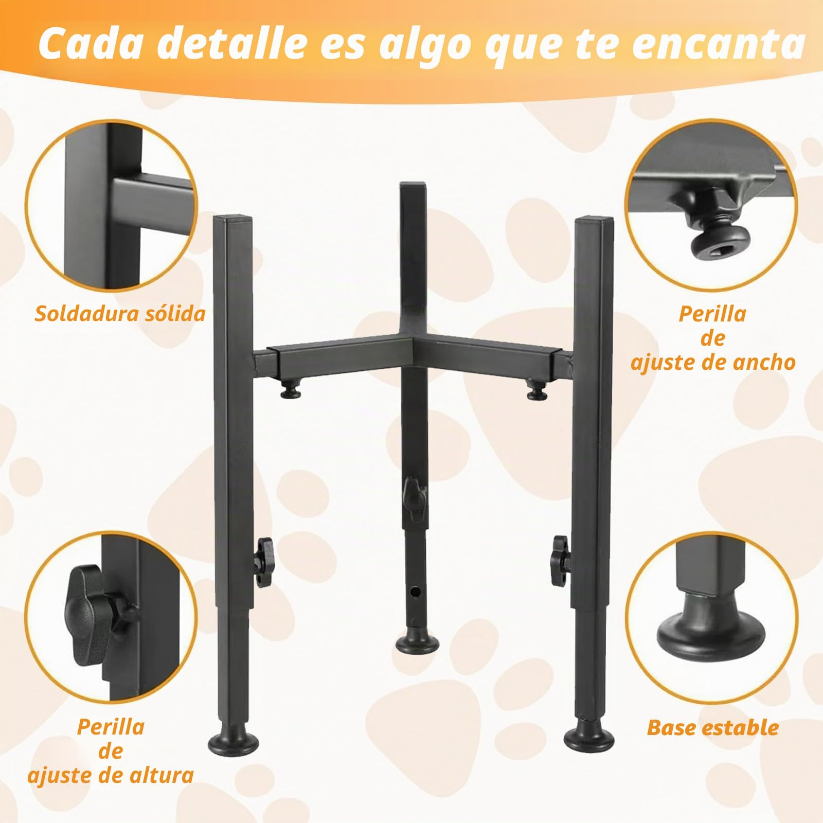 Comedero para perros elevado, 4 alturas ajustables, comedero para perros soporte, ancho ajustable 17-30 cm, cuenco de agua de metal, soporte para cuencos de perro para perros grandes, medianos