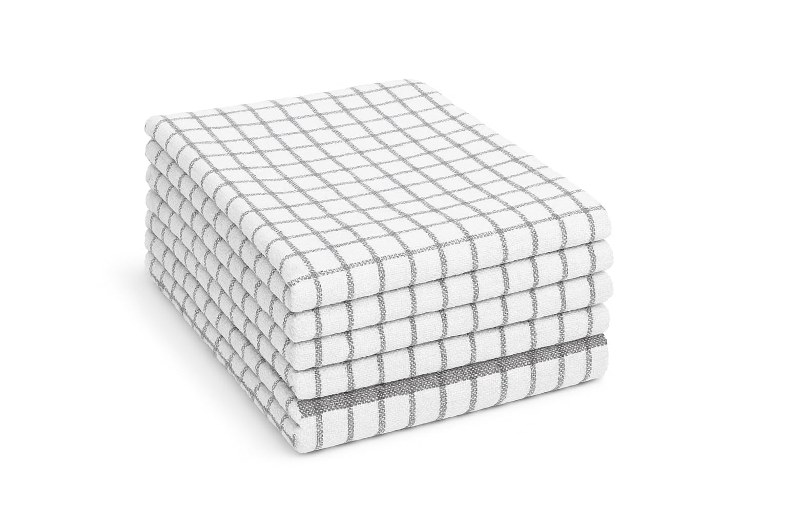 Adore Home Silver 6 Or 12 Pack Check Tea Towels Cotton Absorbent & Hard Wearing, 12 Pack