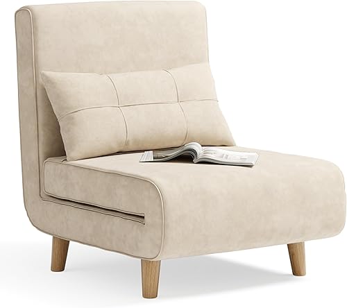 Miniatura 4 de Aiho Sofá Cama Futón, Silla Cama Convertible 3 en 1, Silla Futón con Respaldo Ajustable de 6 Niveles y Almohada para Cuarto de Huéspedes,