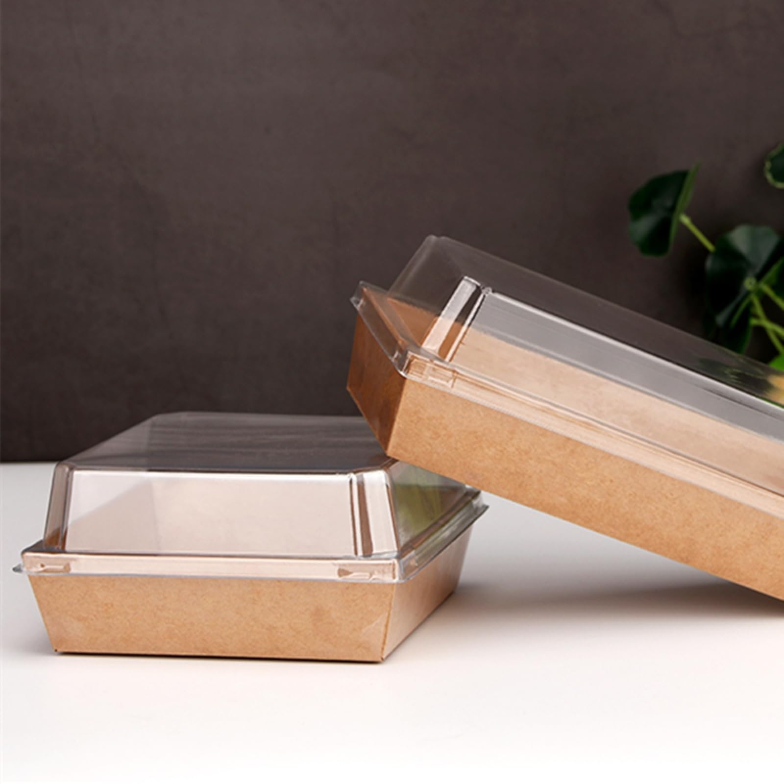 Confezione da 40 scatole di carta per salumi con coperchio trasparente, 17,8 x 12,7 cm, contenitori usa e getta da asporto, scatole da asporto per fette di torte, cupcake, panini, biscotti