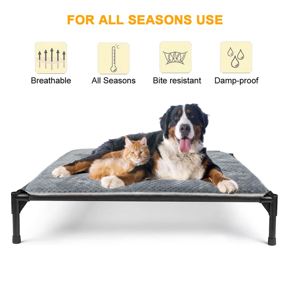 Tapis pour Chiens Réversible Matelas Doux et Confortable Tapis de Cages Chats Portable Coussin de Voyage Lavable Couverture de Chien aux Petits, Moyens et Grands Chiens, Clair Gris (50x40cm)