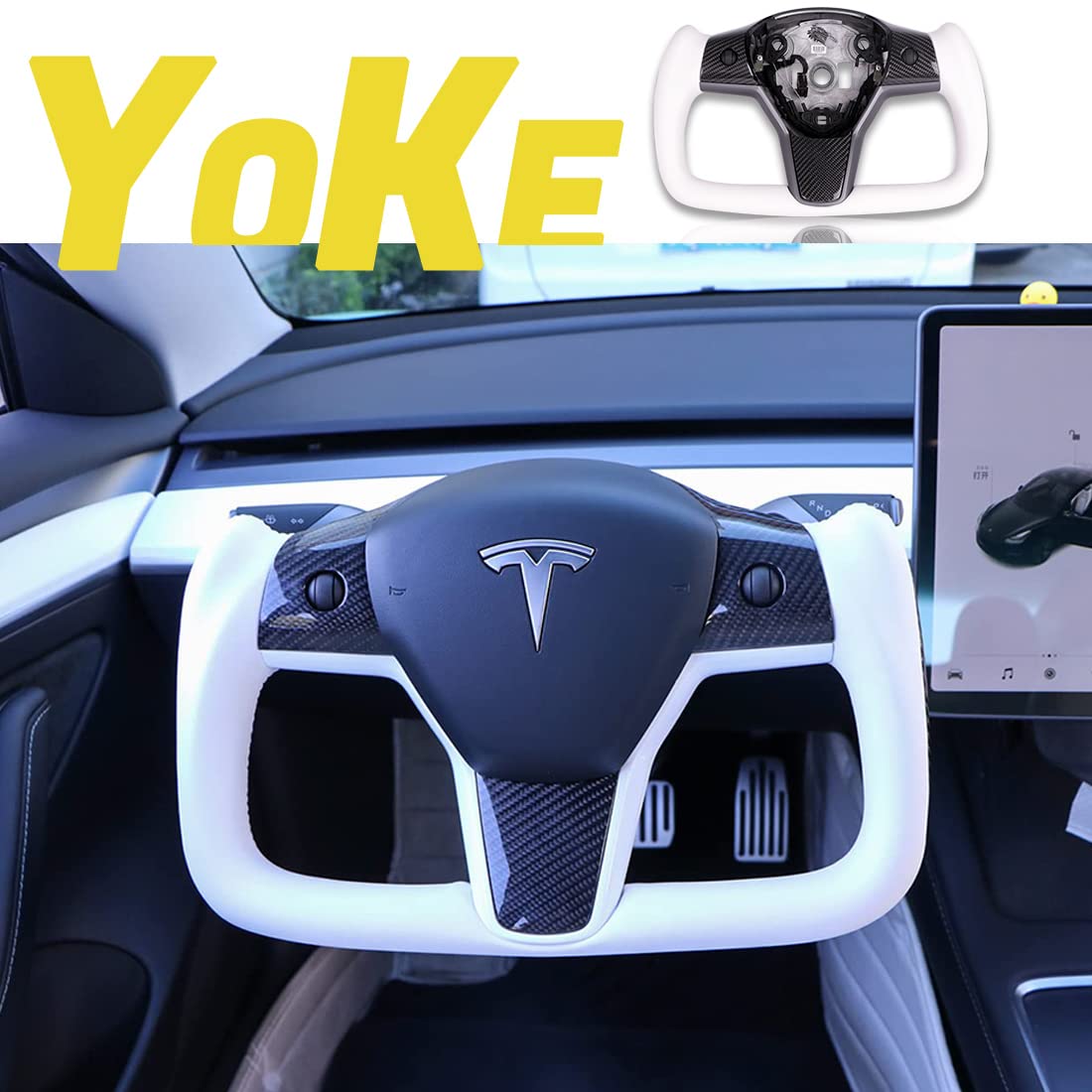 フルールYahoo 店HANSSHOW Yoke Y and Steering for Wheel Cu Tesla of Model all