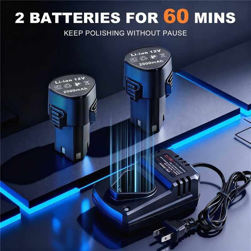 Miniatura 2 de Protmex Mini pulidora inalámbrica  Pulidora de coche de 1.21.62 pulgadas con 8 velocidades variables 2500-6000 RPM  RODA máquina pulidora de coche