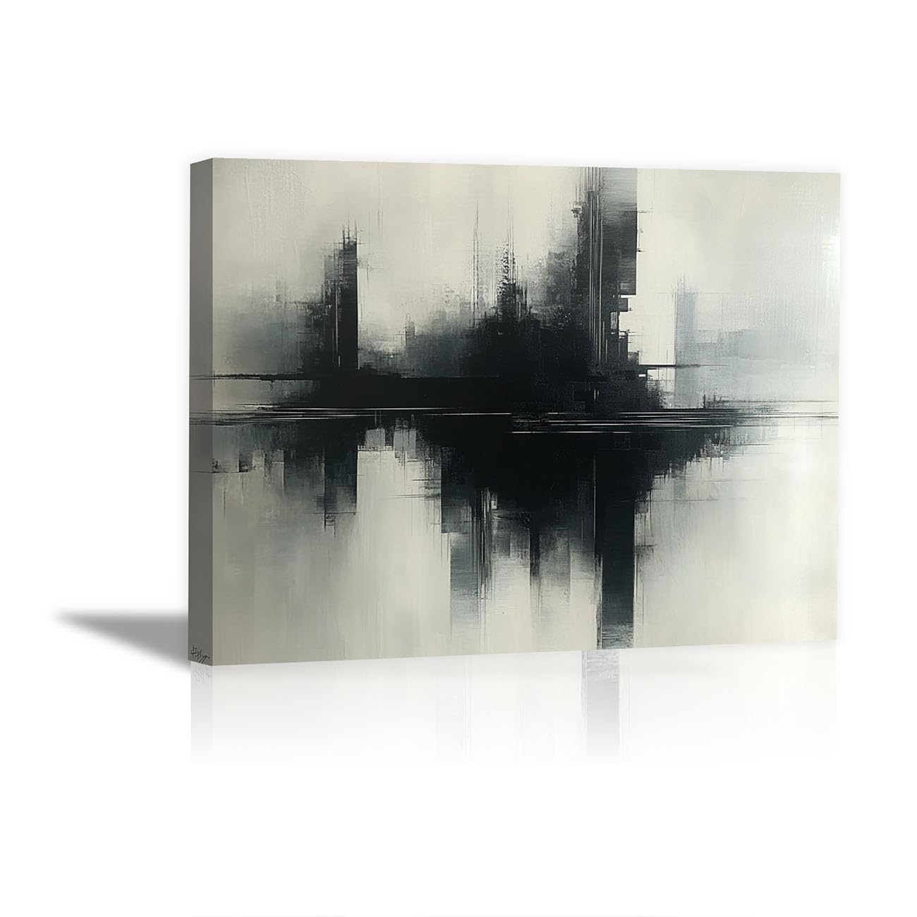 TODOAA Cuadro Abstracto Modernos Lienzo Mural de graffiti moderno blanco y negro cuadros -Salon baño Comedor dormitorio Decoración de pared（Blanco-80x120cm Enmarcado