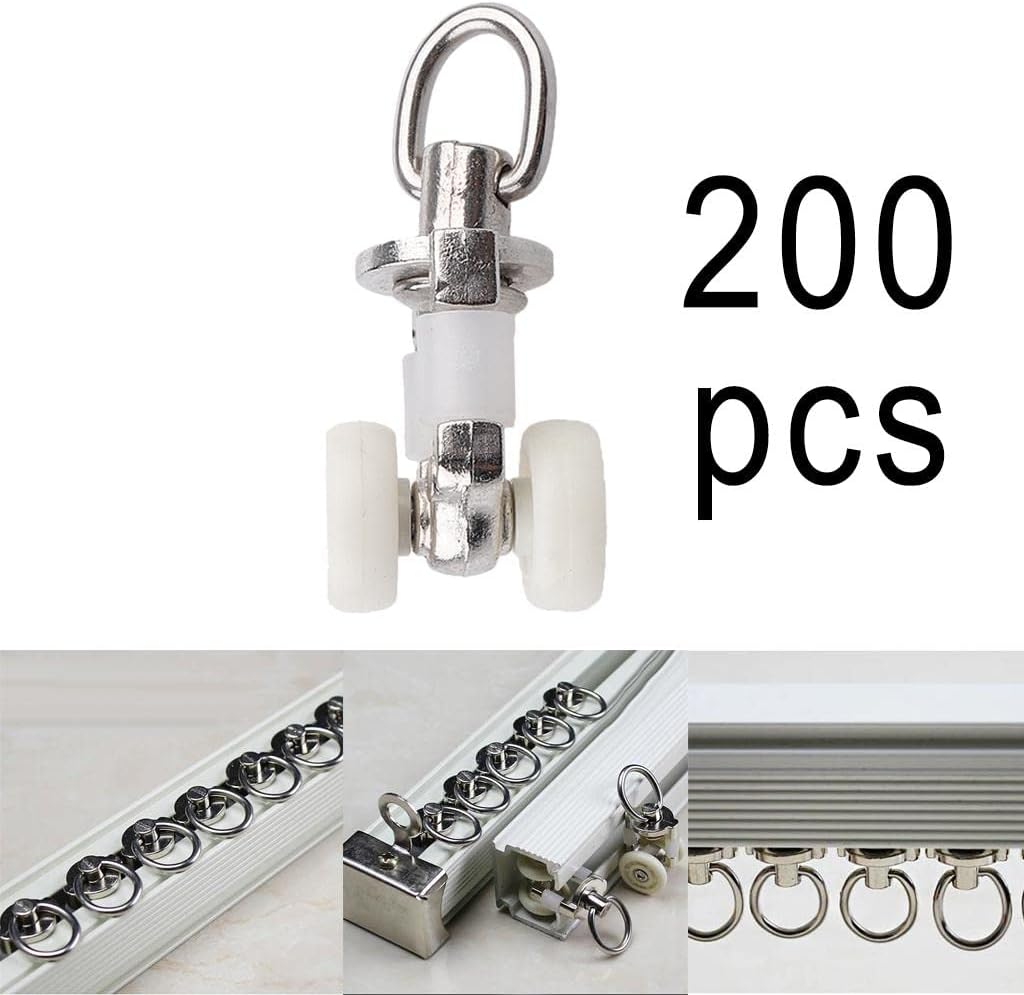 CALANDIS™ 200 Piece Alloy Curtain Track Glider Rail Slide Wheels Roller 26mm | Window Treatments & Hardware