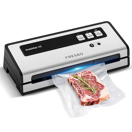 FRESKO Vacuum Sealer Machine with Automatic Bag Detection, Double Heat Seal, Compact Food Sealer, Easy to Use, Starter Kit