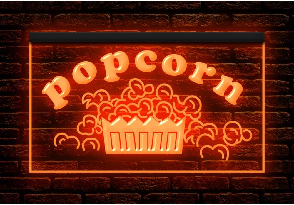 110053 Popcorn Shop Cafe Store Home Decor Display LED Light Neon Sign (12" X 8", 16 Colors By Remote)