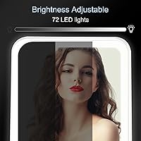 Vista 62 de FUNTOUCH - Espejo de maquillaje de viaje, recargable, con 72 luces LED, portátil, 3 modos de iluminación, pantalla táctil regulable, de tocador