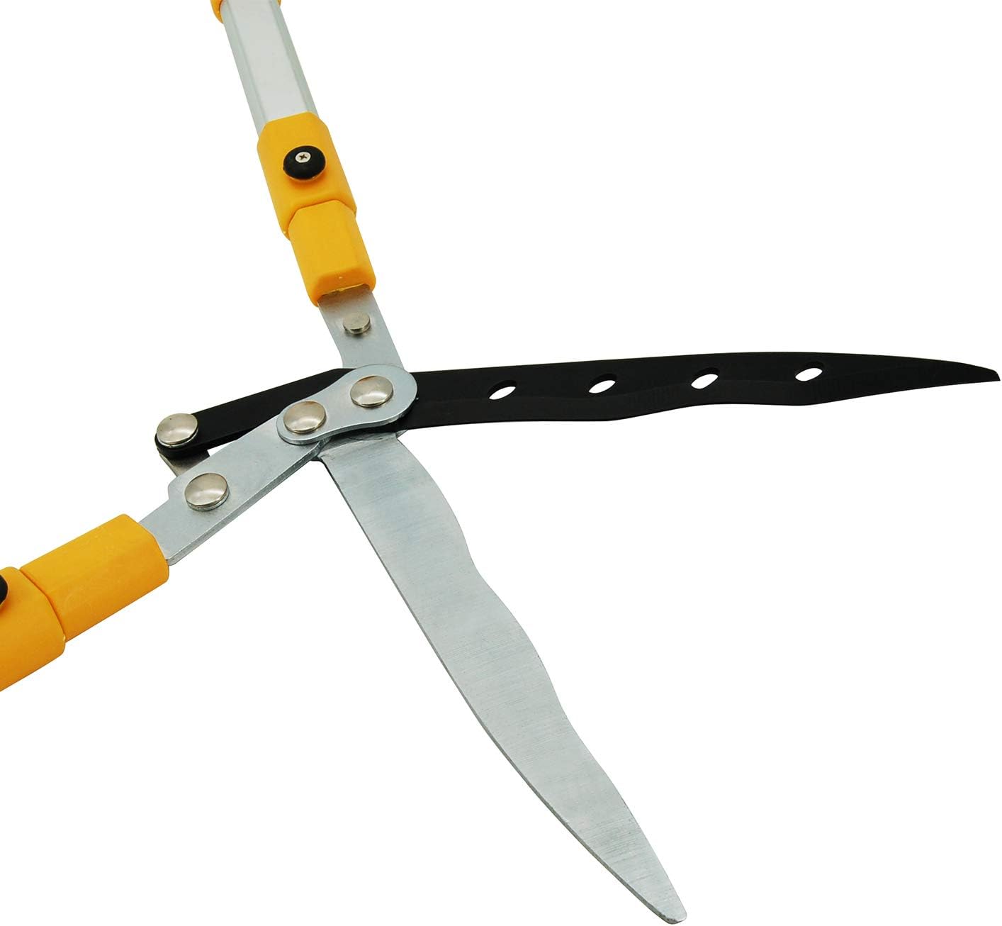 Centurion 75 Upgraded Telescoping Hedge Shears with 9-inch Wavy Blade and Extendable Handles for Trimming Borders, Shrub, and Tall Bushes (Length from 26" to 32")