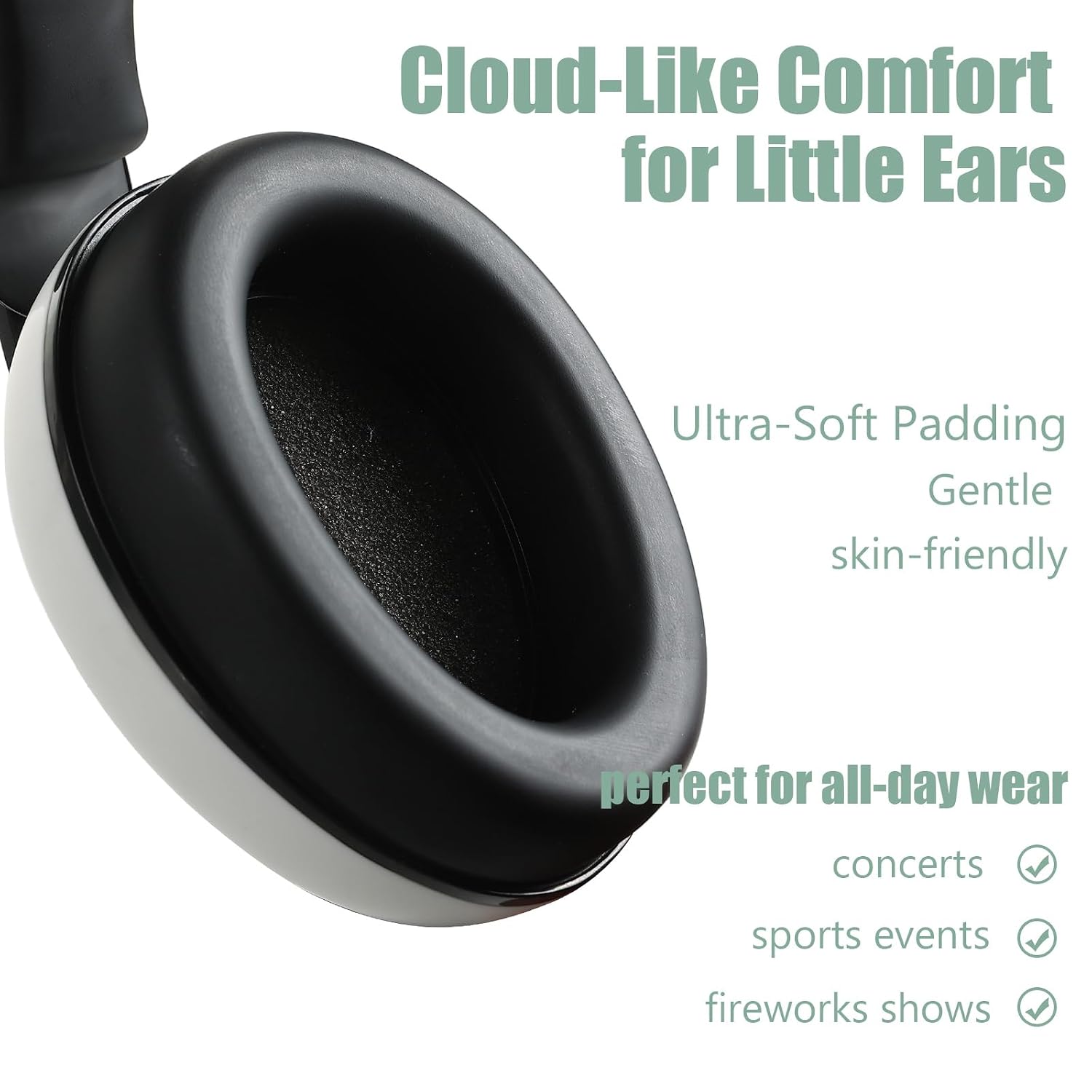 Funbliss Baby Ear Protection Headphones, White-Blk image 2