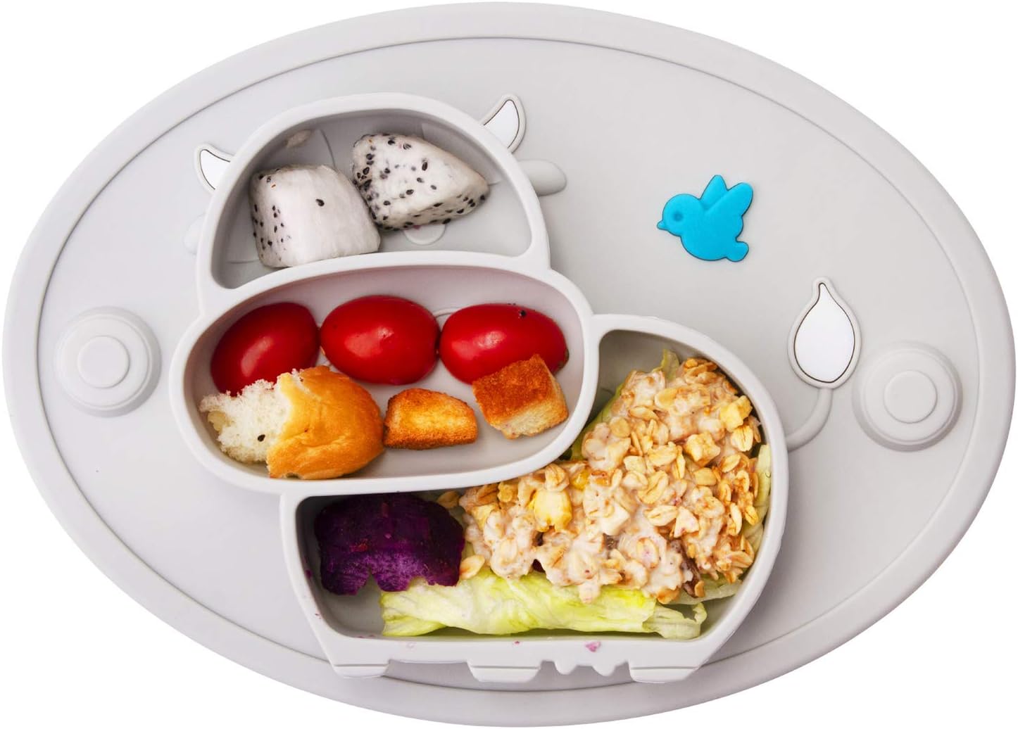 Silicone Divided Toddler Plates - Portable Non Slip Suction Plates Placemat for Children Babies and Kids BPA Free Baby Dinner Plate Bowl