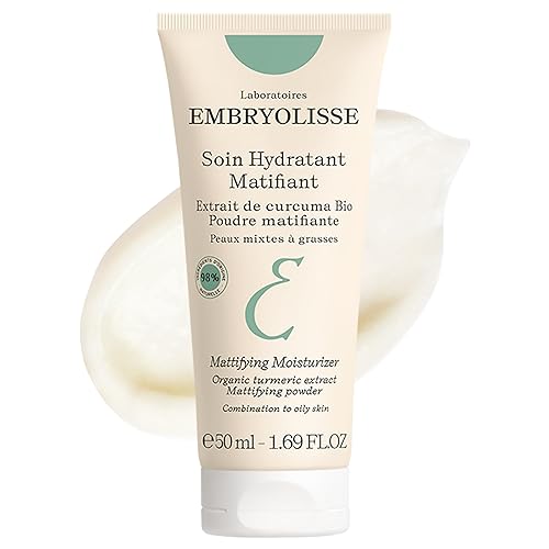 Embryolisse Hidratante matificante, crema facial de control de aceite con extracto de cúrcuma orgánico. Hidratación ligera, no comedogénica para