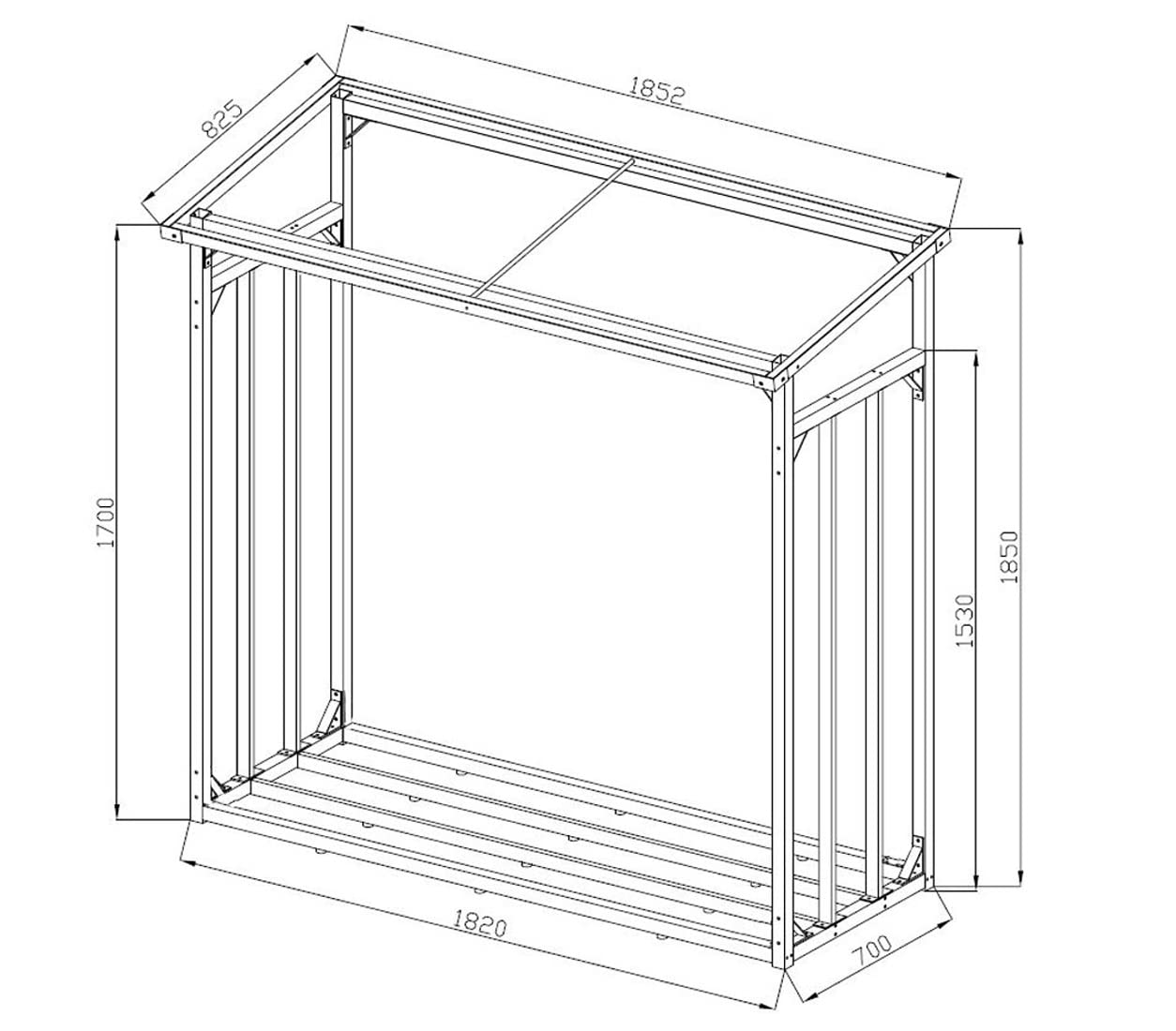 Scaffalatura in Alluminio per Legna da Ardere 185x70x185 cm 2,3 m3