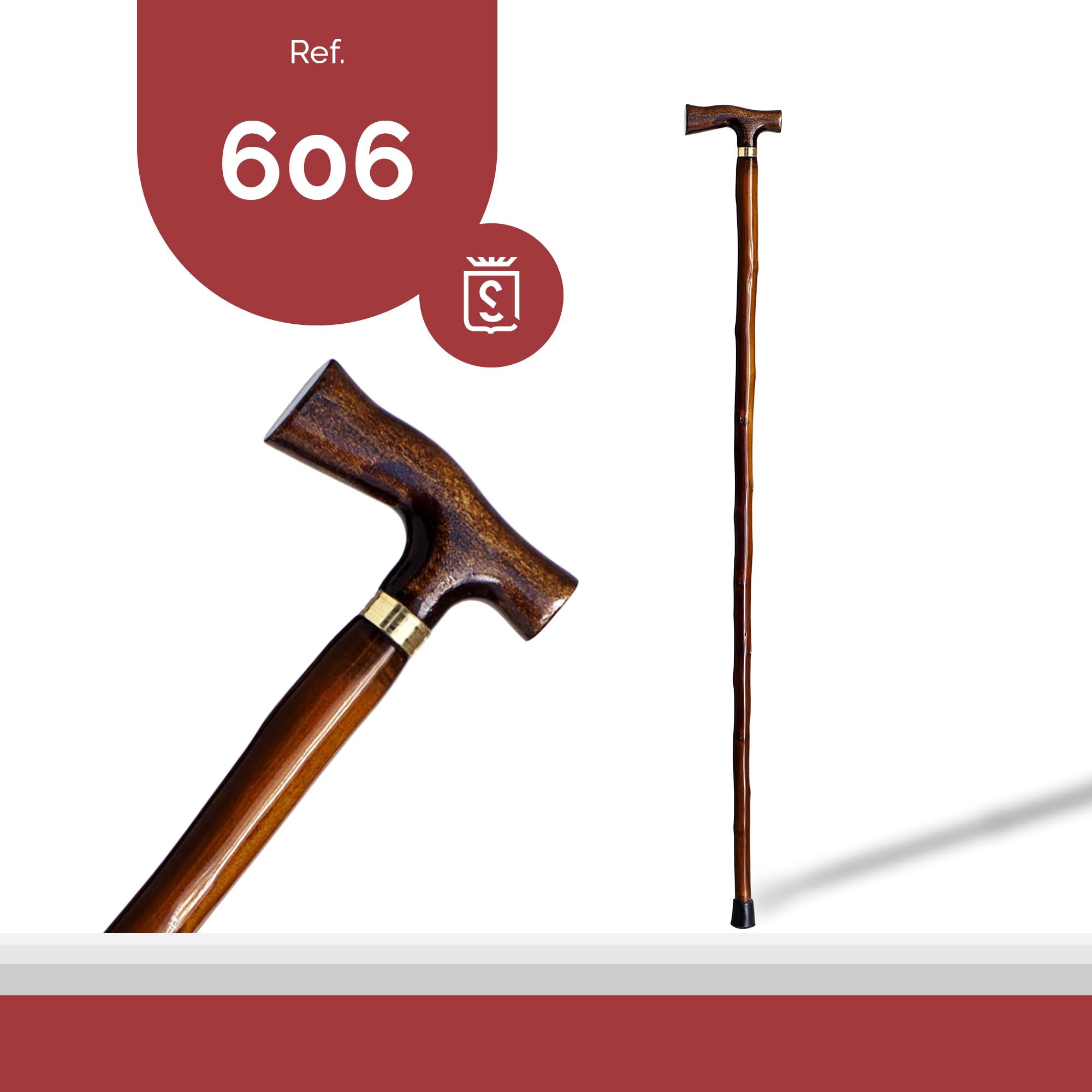 Bastón de apoyo con puño madera castaño color oscuro (606)